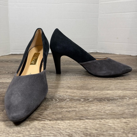 Gabor Shoes Womens sz:6.5 Suede Heels Gray Blue UK4 Minimalist Neutral Capsule - Picture 1 of 8